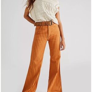 Wrangler Orange Striped High-Rise Flare Pants